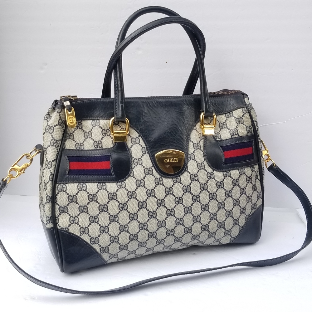 Beautiful Rare Vintage Gucci Supreme Web Ophidia Large 2 way satchel handbag